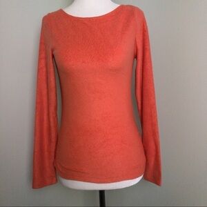 🧡 XSP 🧡 NWT Anthro Top Boat Neck Bateau Textured Ruched Long Sleeves​